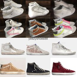 Golden Goosee Designer Femmes Chaussures Italie Brand Golden Mid Slide Star Sneakers Léopard Imprimé rose rose Gold Glitter Classic White Do-Old Dirty High Tops Boots 2022