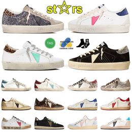 Golden Dirt Old Shoes Chaussure Dupe De Luxe Marque Italienne Hi Ball Super Star Histar Baskets En Daim Hommes Femmes Avec Mid Slide Star Imprimés Léopard Mixte Glitter Rose Baskets