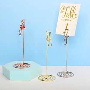 Soportes de fotos de la forma del corazón dorado soportes de mesa Tarjetas de mesa Lugar clips de menú de papel para la fiesta de bodas suministros de la oficina