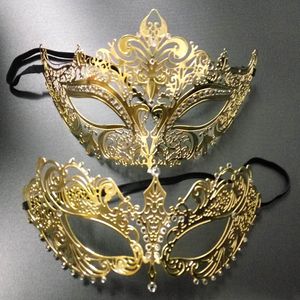 Máscara de Halloween de princesa de Carnaval de mascarada de dama Sexy de diamante de gama alta dorada entera 1 Uds