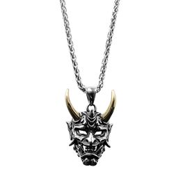 Golden Horn Prajna Ketting Heren Ghost Masker Hanger Hip Hop Persoonlijkheid Nachtclub Trui Ketting Titanium Stalen Hanger Trend