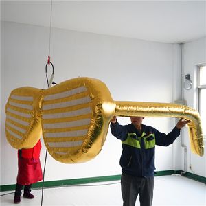 Gouden Opblaasbare Bril Met Blower En LED Strip Opblaasbare Ballon Voor Nachtclub Plafond Podium Evenement Decoratie