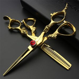 Golden Japan 440c geïmporteerde professionele dressing 5.567 inch Barber Scissor Stylist Dedicated Hair Scissors