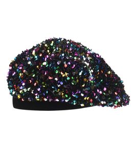 Bérets à paillettes dorés pour femmes, casquettes pour femmes, cousues à la main, broderie brillante, chapeau de peintre, casquette française, pilulier, fascinateurs 1813899