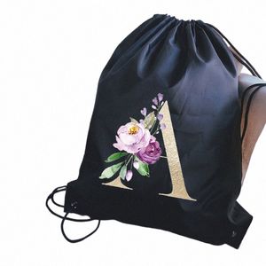 Lettre dorée imprimement hommes femmes sacs de sport nage noirs sac de gym pliable étanche sac à crampe sac à dos simple y4yw # #