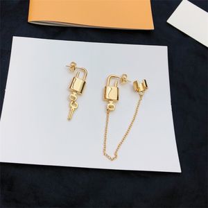 Golden Lock Ear Studs Haute Qualité Triangle Lettres Chaînes En Argent Boucle D'oreille De Luxe Diamant Étincelant Boule Ronde Charme Boucles D'oreilles Bijoux