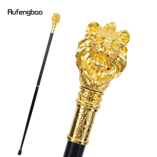 Golden Luxury Lion Head Handle Fashion Walking Stick pour fête Decorative Walking Cane Elegant Crosier Knob Walking Stick 95cm 240416