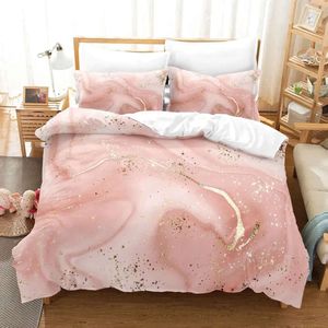 Ensembles de marbre doré ensemble literie rose 3d couettes de couverture de couette couette lin twin reine king room single coulor décor enfants adulte moderne 231009