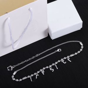 Gouden Micro Inlays Kristallen Kwastje Kettingen Letter Ingelegde Diamant Claviculaire Ketting Armband Designer Sieraden Vrouwen Accessoires Geschenken XMN11 --03