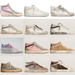Golden Mid Slide star high top Sneaker Fashion mens femme chaussures de sport luxe Sequin Classic White Do-old Dirty star sneakers femme
