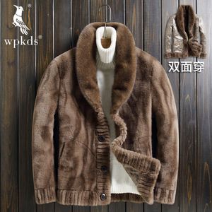 Manteau en fourrure de vison doré pour hommes, veste d'hiver de Style styliste, veste entièrement intégrée, courte, tendance, épaisse, FXHG