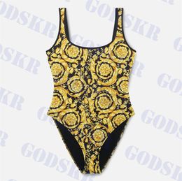 Golden Pattern Swimwear Womens One Piece Maillot de bain Luxury Ladies Bikini Sexy Backless Bathing Suit