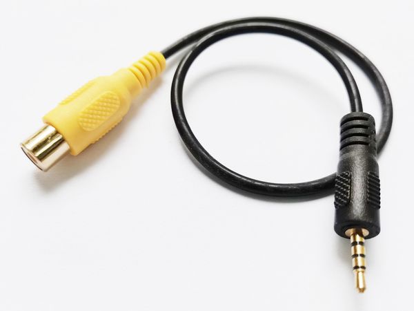 Cables de audio, enchufe masculino de 4poles dorado a 2,5 mm al cable adaptador AV de gato femenino RCA para entrada de video GPS a unos 30 cm/10pcs