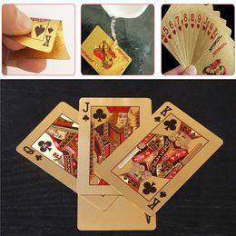 Cartes Golden Playing Entertain Deck of Gold Foil Pokers Set Magic Cards 24k Gold Plastic Foil Pokers Cartes imperméables durables