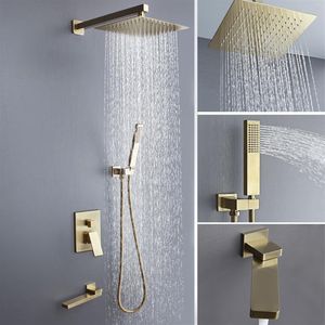 Golden Rain Badkamer Douche Kraan Koud Mixer Set Bad Douches 2MM Ultra Dunne 304SUS Douchekop Douche System282P