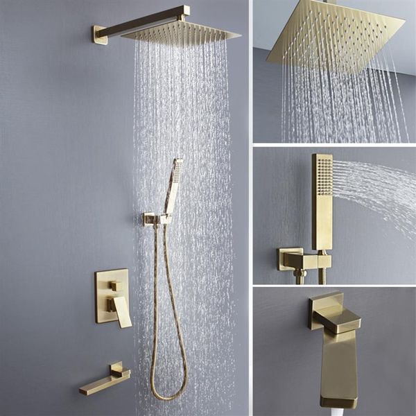 Golden Rain Salle De Bains Robinet De Douche Mitigeur Froid Ensemble Bain Douches 2 MM Ultra Mince 304SUS Pommeau De Douche Système De Douche2721