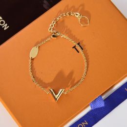 Lettre ronde dorée L maison femmes bracelet lien créateur de luxe double couche creux cadeau d'anniversaire bijoux ne se décolore pas