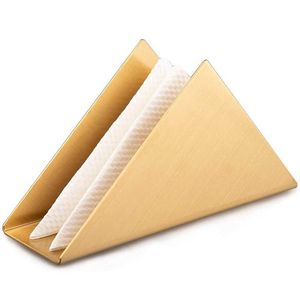 Golden Seat Rvs Triangle Servet Houder Restaurant El Countertop Table Decor Blad Papier Stand Tissue Boxes Case 210607