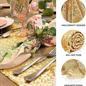 Golden Pailles Table Runner voor bruiloftdecoraties Bridal Baby Shower Verjaardagsfeestje Kerstmis Thanksgiving Sparkling TableCleoth