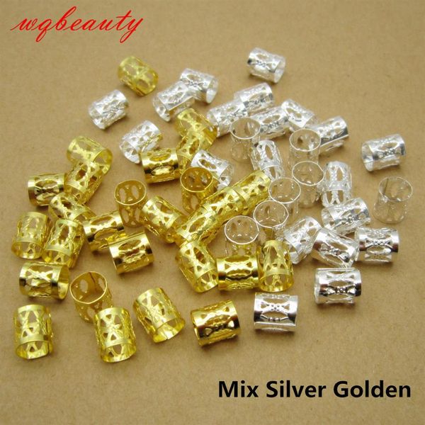 Golden Silver Mix Silver Golden micro hair dread Trenzas dreadlock Beads puños ajustables clips para accesorios para el cabello 259s