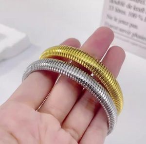 Golden / Silver Simple Fashion Snake Chain Link armband Persoonlijkheid manchet Bangle Zomer sieraden voor vrouwen Girls Mens 10mm 7,5 inch N1042