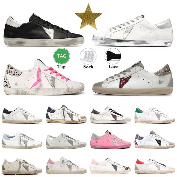 Sneakers dorés hommes femmes léopard sales chaussures décontractées plate-forme basket-ball Goldenstar Super Stars Do Old Blanc White Gooses Glitter Luxury Italie Brand Trainers 35-45