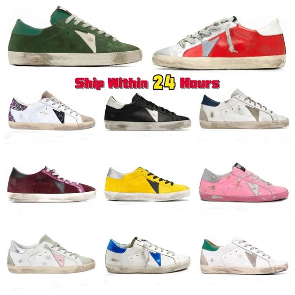 Zapatillas doradas para hombres zapatos de vestir para hombres tacones superestrella sucia súper blanca blanca rosa bola verde entrenadores de estrella des chaussures 35-46