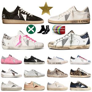 Baskets dorées Les chaussures super décontractées font la vieille chaussure sale star étoile de peau talon talon daim crème seme femme homme blanc gooses en cuir plaid paillettes