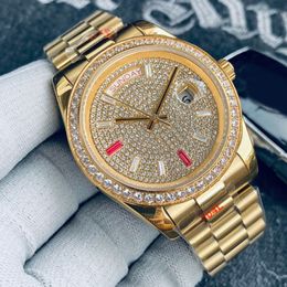 Bracelet en acier inoxydable doré montres d'affaires décontractées fermoir pliant mode montre pour hommes 41mm cadran en diamant cadeaux de luxe