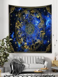 Golden Sun Star Symbol Magic Array Tapestry Wall suspendu bohème Hippie Planet Psychedelic Witchcraft Room Decor 20220907 D34123794