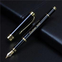 Texte d'or Custom gravé Fountain Pen Office School Commémore Gift Full Metal Pen Student Writing Roller Stationnery 240425