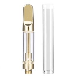 Cartouches Golden TH205 Vape avec tubes en plastique Verre céramique doré 0,5 ml 0,8 ml 1,0 ml 510 chariots vides à fil