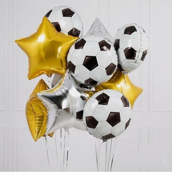 Trofeo Golden de 18 pulgadas Estrella de fútbol Foil Foil Boy Man Decoración de fiestas de cumpleaños Games de aire Baby Shower Suministros