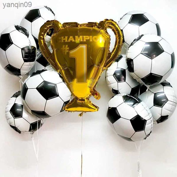 Trophée d'or 18 pouces Football Star Feuille Ballons Garçon Homme Fête D'anniversaire Décor Sports Jeux Air Balls Globos Baby Shower Fournitures L230626