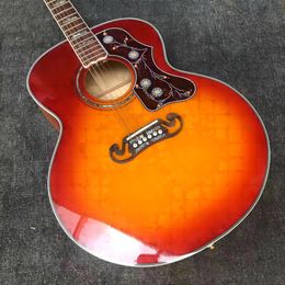 Golden Tiners 43 pouces de guitare acoustique de tabac avec manche en pose, pickguard rouge, peut être personnalisé 3698