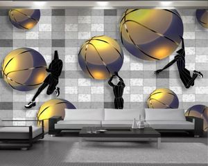 Gouden behang gouden basketbal 3d behang woonkamer slaapkamer achtergrond muur decoratieve luxe 3d wallpaper