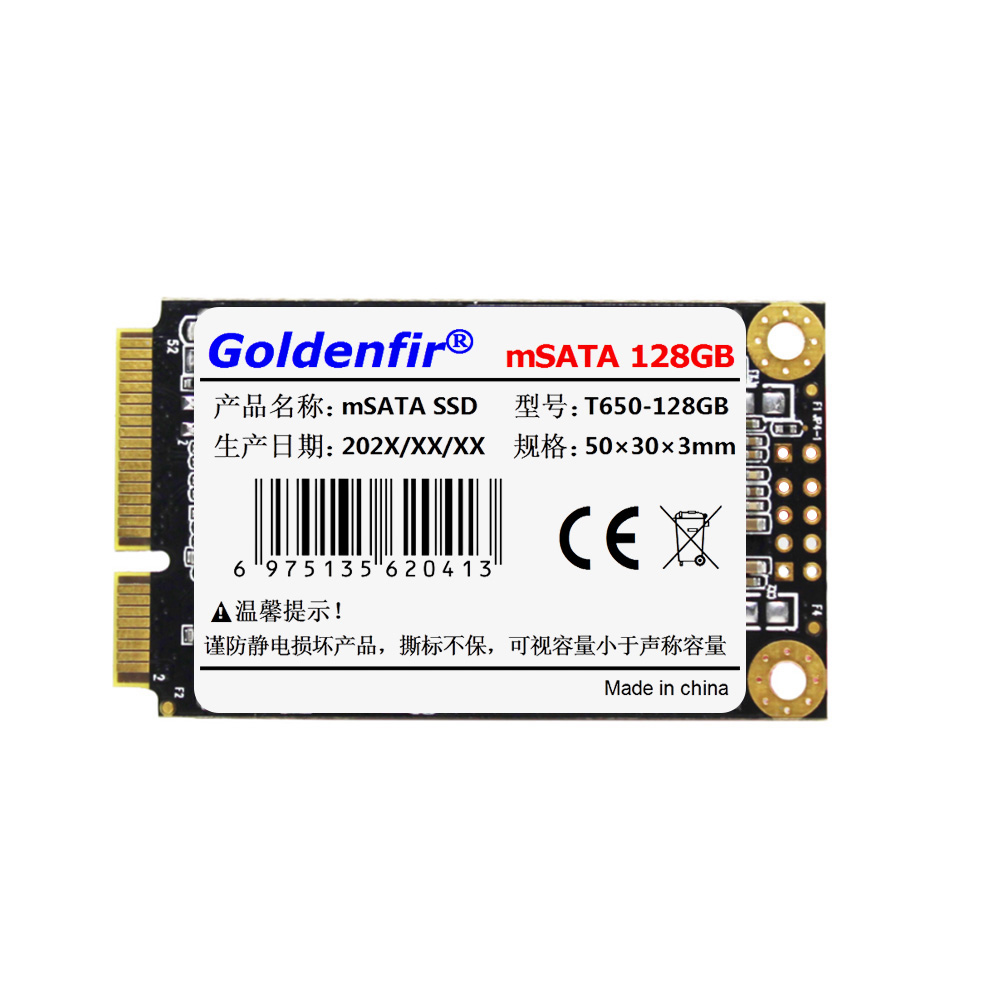 Goldenfir SSD mSATA 32GB 60GB 64GB 120GB 128GB 240GB 256GB 512GB 1TB SATAIIIinterface chip heeft stabiele prestaties en hoge snelheid