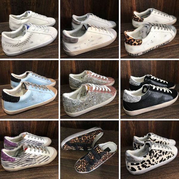 Goldenlies gooselies godes baskets femmes chaussures de mode new Italie Femme Sneakers Super Star Shoes Luxury Sequin White Do Old Dirty Designer Man Sh Pvxj