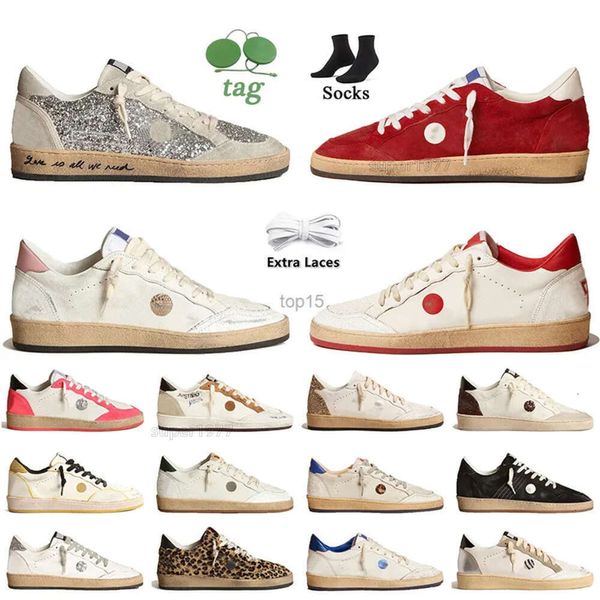 Goldens Designer Casual Chaussures Femme Hommes Argent Cuir Rose Vert Bleu Rouge Noir Blanc Cuir Daim Vintage Basketball Avec Star Mocassins Baskets 2TI5