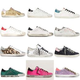 Goldens Goose 10A 2023 Nouveau rétro Golden Super Sneakers Femmes Classic White Do Old Dirty Hot Rose Leopard Python Materif