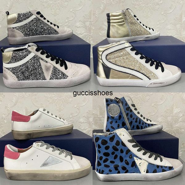 Goldenss Gooose baskets dorées femmes chaussures de créateur noir blanc cuir paillettes bleu Sparkle chaussures de luxe plate-forme grande taille 46 hommes chaussures baskets baskets