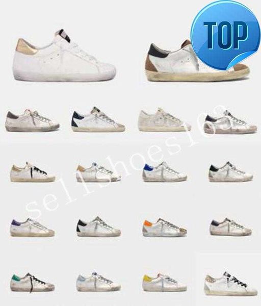 Goldenss Gooses Mode Haute Qualité Mode Blanc Rose Couleur Baskets Super Star Sequin Classique Do -Old Dirty Shoe Designer Homme Femmes Casu Vv