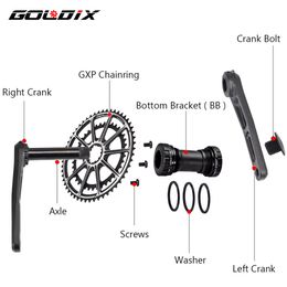 Goldix Ultralight Road Bike Crankset 50-34T / 52-36T / 53-39T Double chaîne 165/170/175 mm de longueur de bicycle creux de longueur