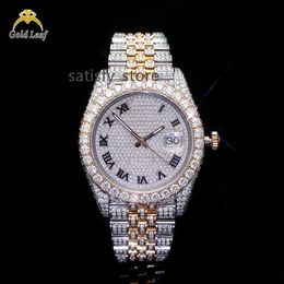 Goldleaf Fine Jewelry Custom Mechanical Muissanite Watch Round Calogne Luxury Pave VVS VVS MOSSANITES