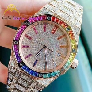 Goldleaf Sieraden Custom Sier Vergulde Iced Out Bling Full Diamond Watch Vvs Moissanite Watch