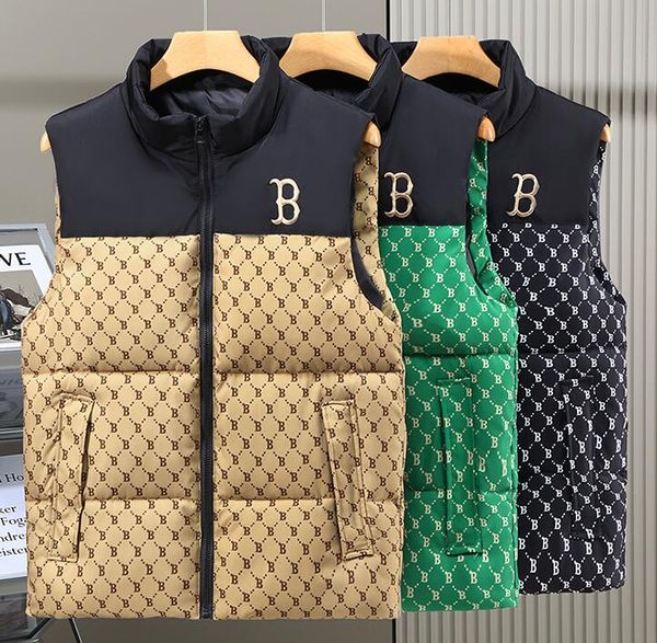 Goldren B broderie designer hommes gilet fermeture éclair bouffante gilet bodywarmer vers le bas coton hommes gilet sans manches veste d'hiver manteau