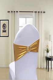 GoldSilver Couleur métallique Spandex Chaise Sash Band avec boucle ronde pour El Banquet Mariage Party Decoration9652760