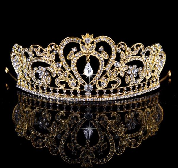 Tiaras y coronas doradas y plateadas para novia, joyería para el cabello nupcial, preciosas y afiladas, piedras ostentosas, tocados para niñas1329431