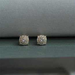 GoldTutu Prachtige Block Pure 9K Gold Micro Inlaid met Zirconium Diamond Mini Court Style Japanse en Koreaanse oorbellen