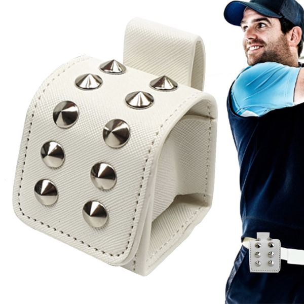 Sacs de golf Balle de golf Mini pochette Ceinture en cuir PU Poche pour balle de golf Sac de ceinture portable Rivets Porte-balle de golf Pochette utilitaire 230523